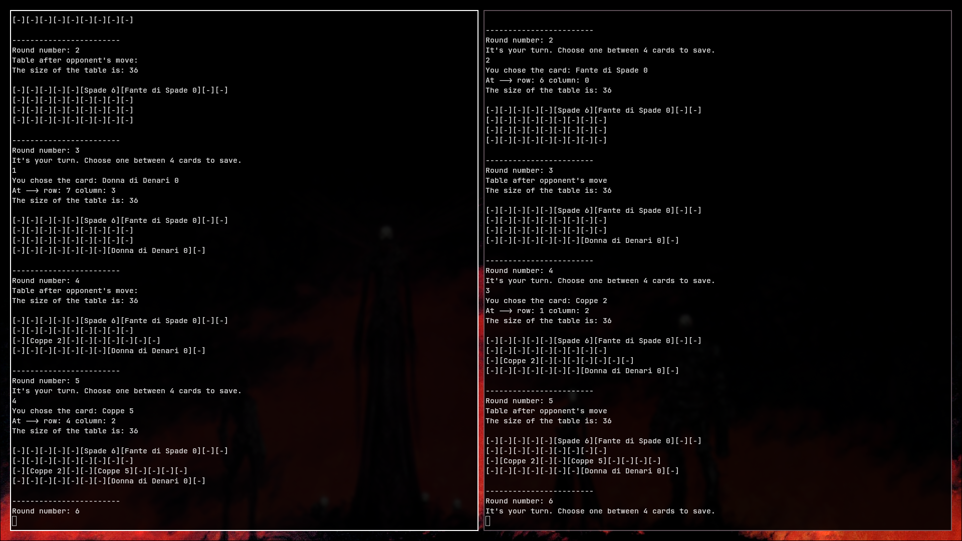 the ascii implementation of the soltaire game